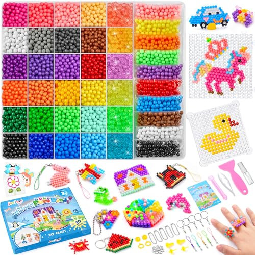 JOEJONI 30 Farben Wasserperlen Nachfüllset, 4000 Perlen Magische Wasserperlen für Kinder, Wassersperlen Starter set, Perlen Nachfüllset mit Kunsthandwerk Zubehör, für Anfänger DIY Spielzeug