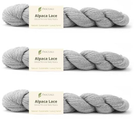 PASCUALI Alpaca Lace |Strickwolle aus 100% Alpakawolle, Alpaka Wolle zum Stricken und Häkeln, SET: 3 Stränge - 150g, Farbe:Marmor 09