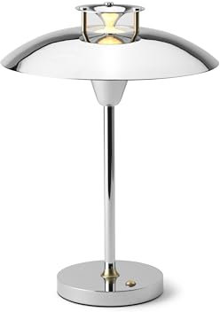 Halo Design, Stepp 1-2-3 Chrom - Dänisches Design LED Tischleuchte Kabellos Dimmbar Silber - 30 cm hoch Tischlampe akku Aufladbar – Indoor & Outdoor Tischleuchte mit USB-port