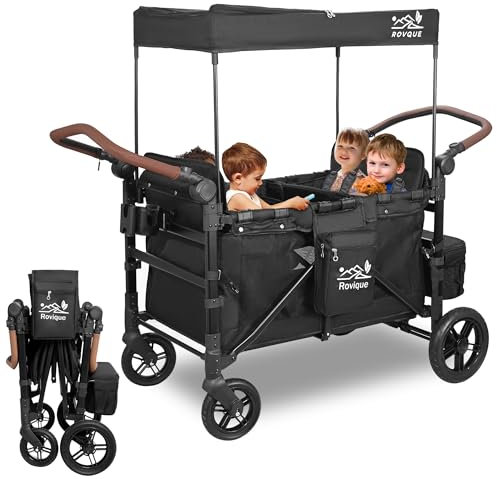 Rovique 4 Seater Wagon Stroller,Wagon Stroller for 4 Kids,Foldable
