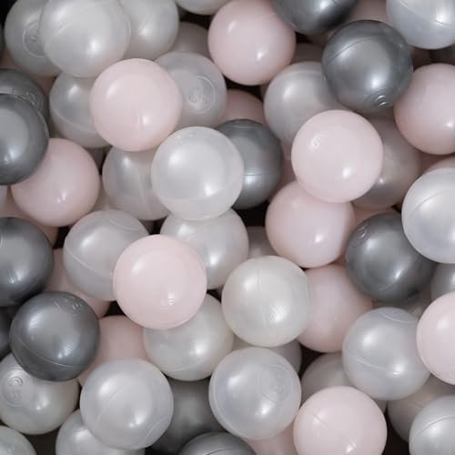 MISIOO Bälle für Bällebad - 450 Stück 6 cm – Rosa - Perle - Silber – Weiche & Ungiftige Bälle - Spielzeug Baby. Ideal für farbenfrohen Spielspaß und sicheres Spielen in jedem Bällebad!