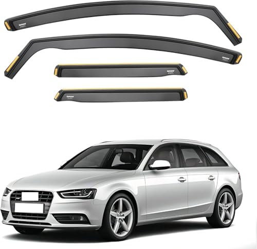 DXQxue Windabweiser für Audi A4 B8 Avant 2009-2015, Autofenster Regenschutz, Regenabweiser, Anklebbare Deflektoren Aerodynamisch