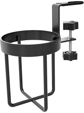 Baoblaze Getränkehalter zum Anklipsen an den Schreibtisch, Desktop-Organizer, einfach zu installierender Wasserflaschenhalter, Tisch-Getränkehalter für, Schwarz