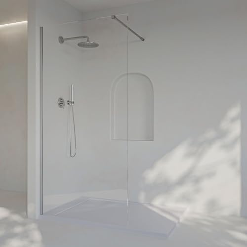SoulHome Mampara ducha Fija Cromo 100cm x Alto 200 cm, REVERSIBLE | Panel Fijo, Walk In, Vidrio transparente de seguridad 8 mm, tratamiento antical, Medida 100 cm