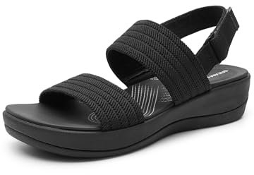 DREAM PAIRS Sandales de Sport Chaussures pour Femme Confortables Sandale d'été pour Femmes Légère Décontractées, Size 39, Tout Noir, DWUMFS2522