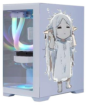 Zhongkaihua Frieren Anime Stickers for PC Case Glass, 14CM Frieren Decor Computer Case Desk Car Laptop Decals, Waterproof Easy Removable Sticker