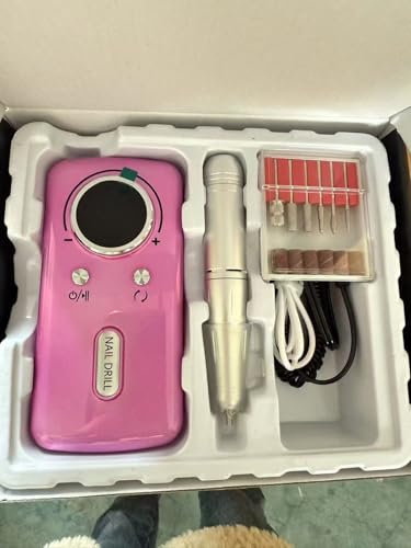 PKBD 45000RPM Professional Portable Nail Drill Machine for Acrylic and Gel Nails, Rechargeable Electric Nail Files Set with 11 bits and LCD Display for Salon,Home and DIY, Purple