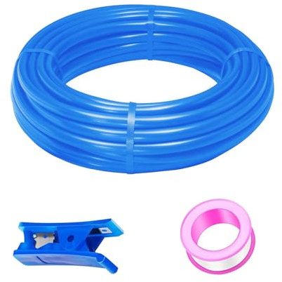 HAXIHA 20Meter Tuyau Pneumatique Polyuréthane Bleu PU Air Kit 6mm ODx4mm ID Tuyau Air Comprimé Peut Etre Utilisé pour Les Compresseur Outils Pneumatiques