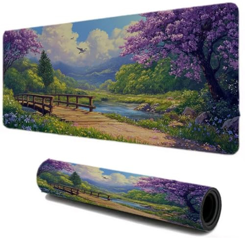 Tapis de Souris, Tapis de Souris Gamer XXL 1000x600, Haute Précision et Vitesse sous Main Bureau, Base en Caoutchouc Antidérapant, Accessoire Bureau pour Ordinateur Portable PC (Paysage Le Pont) 124