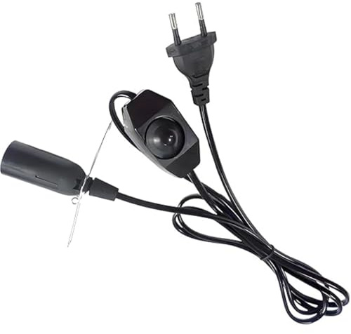 1,8m Lampenkabel Dimmer Schalter Salzlampe Ersatzkabel Stecker Schwarz | Salzkristalllampe stufenlos dimmbar, Tischlampe Ambiente Beleuchtung, Anschluss einfach, flexibel tragbar, gemütlich