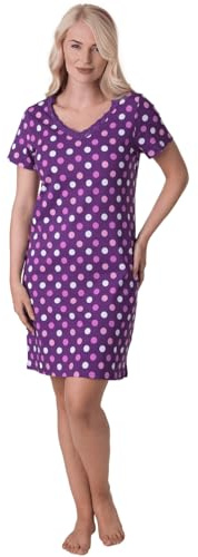Camille 100% Cotton Women's Nightdress | Knee-Length Lightweight Ladies Cotton Nightie | Short Sleeves & Round Neck | Soft & Breathable Material | Elegant Lace Detailing