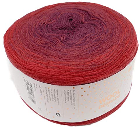 Rico - Gomitolo di lana Creativ Wool Dégradé, 200 g, 4 fili, Colore: rosso, Rot