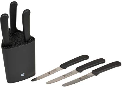 GRÄWE Universal-Messerblock, klein, schwarz mit 6 Brötchenmessern