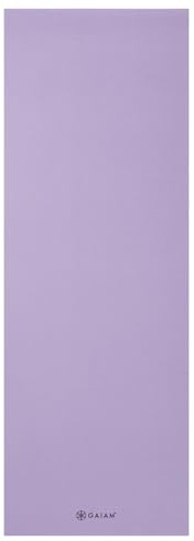Gaiam Tapis de yoga de qualité supérieure - Couleur unie - Antidérapant - Pour tous les types de yoga, pilates et exercices au sol - Lilas - 5 mm