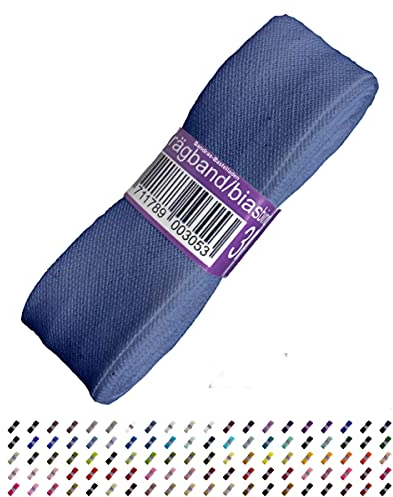 Sandras-Bastelladen Schrägband/Einfassband Baumwolle Uni gefalzt 3m x 20mm 237-Jeansblau