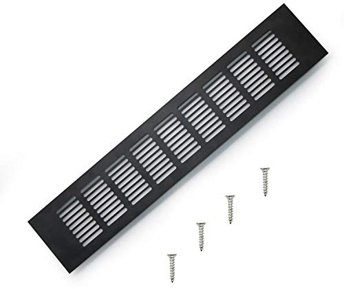 WJUAN 1 Stück Alu Lüftungsgitter 400x80mm schwarz eckig - Belüftungsgitter für Schränke, Schlafzimmer & Türen