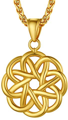 PROSTEEL Homme Collier Nœud Dara Plaqué Or Pendentif Nœud Celtique Chaîne 55cm/3mm Amour Eternelle