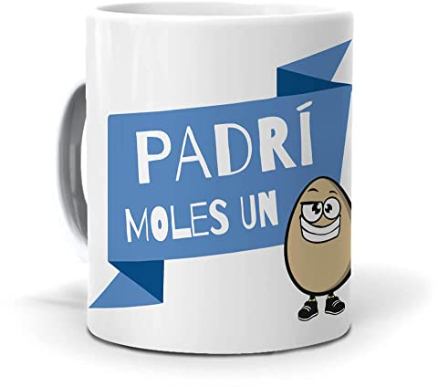 mundohuevo Taza Personalizada Regalo Padrino (en catalán) Padrí Moles un ou. Cerámica AAA - 350 ml.