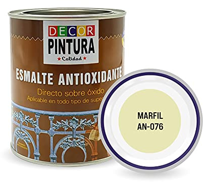 RC ocio Pintura antioxidante exterior para metal minio Pinturas esmalte antioxido para galvanizado, hierro, forja,barandilla, chapa para interiores y exteriores - Lata 750ml(Marfil)