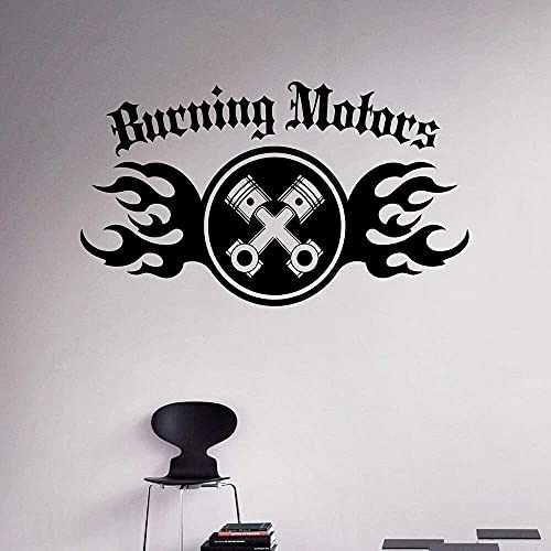 Brennende Auto Wandaufkleber Motor Kolben Auto Reparatur Wandaufkleber Garage Dekoration Entfernbare Vinyl Innenausstattung Aufkleber 72X42Cm