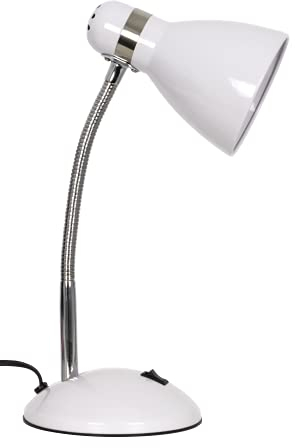 BEL AIR HOME - Lámpara de Escritorio MEGARA 1xE27 - Flexo para Mesa de Trabajo o Mesita de Noche de Metal - 40cm de Altura - Interruptor ON/OFF en Base (BLANCO)
