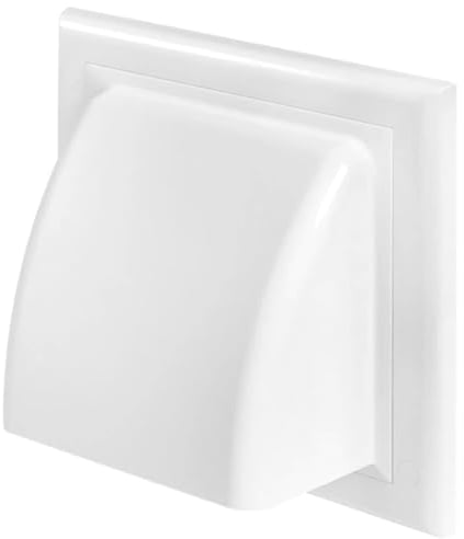 White Gravity Flap for Ø 100 mm / 4 Round Wall Outlet - Ventilation Duct Cover with Non-Return Shutters and Rear Spigot - Cowled Ducting Air Vent Grille