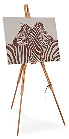 Relaxdays Feldstaffelei, neigbar, höhenverstellbar, bis DIN A2, Staffelei HxBxT: 184 x 75 x 60 cm, Buchenholz, natur