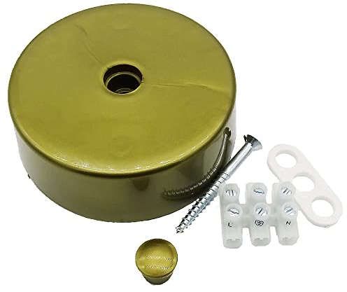 Verteilerdose Gold inkl. 3-poliger Lüsterklemme u. Zubehör ø 72x23mm Aufputzdose Anschlussdose Baldachin