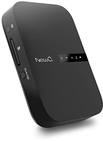Routeur de Voyage NewQ Filehub AC750 : Disque Dur Portable et Lecteur de Carte SD pour Les Voyages | Périphérique de Stockage USB Externe à accès sans Fil pour Sauvegarder Une Photo