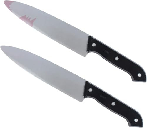 JPXH 2 Stück Classic Prop Fake Messer Halloween Spielzeug Blutmesser mit Blut