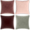 Blau Marité Set di federe in velluto extra morbido con bordo a contrasto. Design moderno e reversibile. Imbottitura non inclusa. (45x45 cm, Rosa e Grigio, 4)