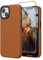 SURPHY Faux Leather Case Compatible with iPhone 14 Plus Case 6.7 inch, Premium PU Leather Case Cover (with Metallic Buttons & Microfiber Lining) for iPhone 14 Plus, Brown