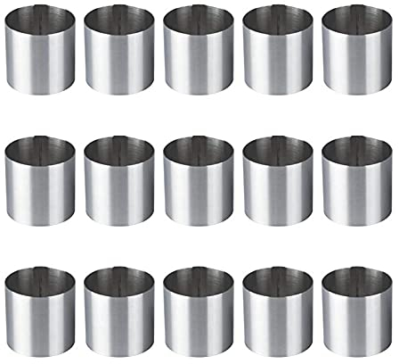 RONGKUN Lot de 15 anneaux en mousse Ronds en acier inoxydable biscuit emporte, Anneaux à Gâteau en forme de gâteau de cuisine pour pâtisserie, fondant