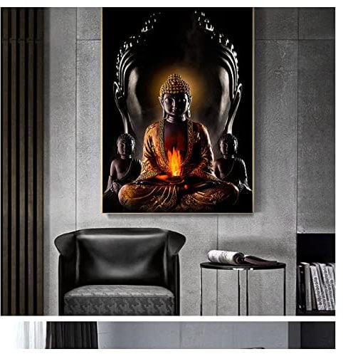 Gott Zen Buddha Statue Wandkunst Bilder für Wohnzimmer Moderne Wohnkultur Poster HD Leinwand Ölgemälde XXL 29,7 x 42 cm Rahmenlos