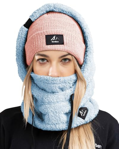 Senllen Plüsch Sturmhaube atmungsaktiv Warm Balaclava Winter Skimaske | Schalmütze Kapuzenschal Damen Sturmmaske über Skihelm für Skifahren, Radfahren, Motorradfahren, Unisex Einheitsgröße