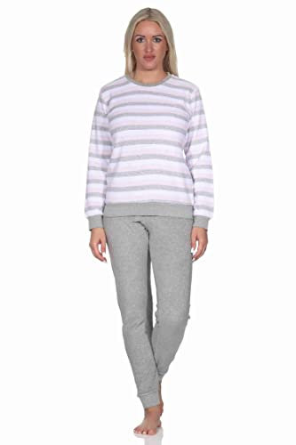 Normann Damen Frottee Schlafanzug Langarm mit Bündchen - auch in Übergrössen, Farbe:rosa, Größe:40-42