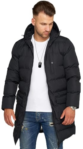 Soulstar Herren Winter-Parka Winter-Jacke mit Kapuze S2_AG04 Black XXL