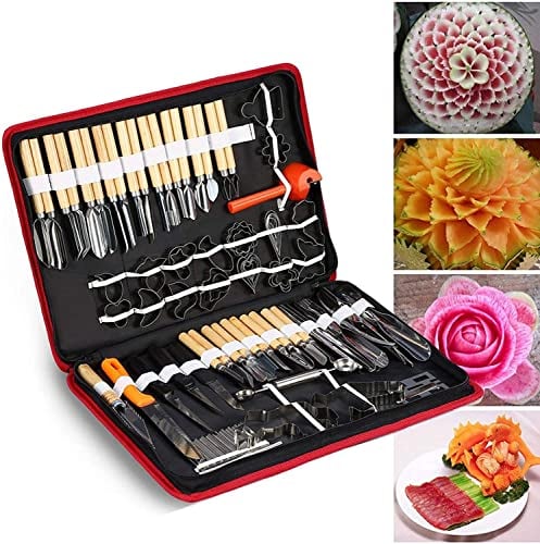 Utensile da Intaglio da Cucina, 80 Pezzi Coltelli da Intaglio, Kit di Strumenti da Intaglio Culinario per Sbucciare Frutta e Verdura Set di Coltelli da Intaglio per Frutta
