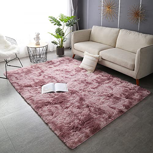 Nyescasa Hochflor Teppich Langflor Wohnzimmer Teppich Modern Flauschig Weich Rechteckig Teppich für Wohnzimmer Kinderzimmer Schlafzimmer Flur Läufer Rosa Shaggy Teppich Innen 160x230cm