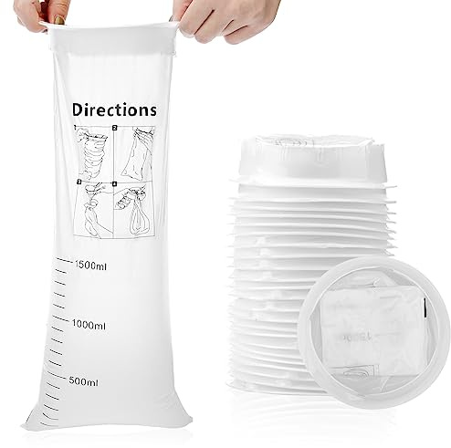 TonJin 25Pack Disposable Sick Bags for Car Travel, 1500ml White High Density Leak Resistant & Portable Travel Sickness Vomit Bags with Snap for Pregnant Women Car Bus or Aircraft