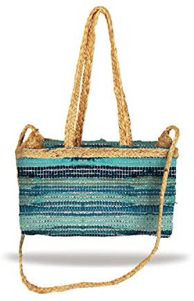 BANZAII TEXTILE INNOVATOR ONLINE sac d’été de mer, plage, jute entièrement fait à la main Ibiza Turquoise