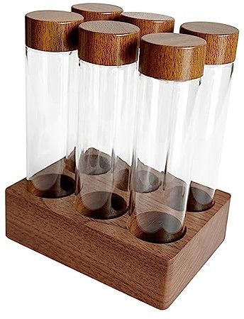 LOVIVER Coffee Beans Cellar Tubes Dosing Coffee Bean Storage Tube Empty Dosing Glass Vials with Lids Clear Coffee Beans Tubes Bottle for Coffee Shop, 22g