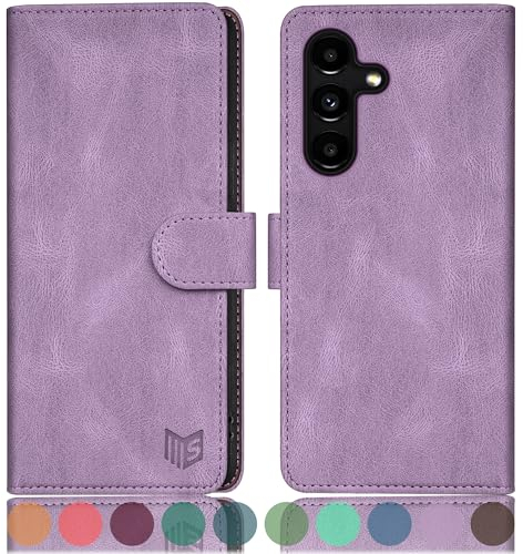 SUANPOT RFID Protection Flip Case for Samsung Galaxy S24 5G, Lilac Purple PU Leather Wallet Phone Case with Card Slot and RFID Shielding