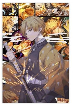 FrySky Zenitsu Demon Slayer Poster auf Leinwand, Schlafzimmer, Dekoration, Sport, Landschaft, Büro, Raumdekoration, Geschenk, ungerahmt, 30 x 45 cm