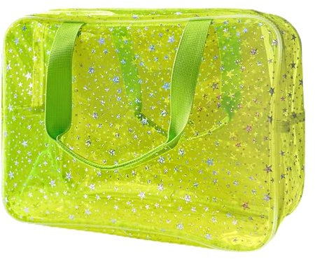 TotePrint Sternmuster PVC wasserdichte Handtasche Make-up-Tasche für Make-up-Pflegeprodukte enthalten 11.8 x5.12 x8.26 (B025-284-01)