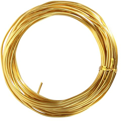 10 Metros de Alambre de Aluminio, Color Dorado, 2.5mm de Espesor, Alambre para Escultura, Alambre Doblable de Metal para Esqueletos de Muñecas y Manualidades