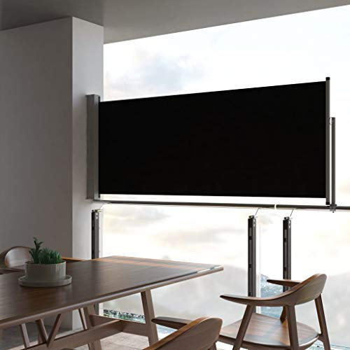 Store Latéral, Brise-Vue Paravent Extérieur Pare-Soleil Auvent latéral rétractable de Patio 100 x 300 cm Noir