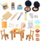 37 Stück Mini Wichtel Zubehör Set, Miniatur Puppenhaus Zubehör, 1/12 Miniatur Lebensmittel, DIY Mini Brot Milch Eier Tassen Teller Löffel für Wichteltür Weihnachten Deko