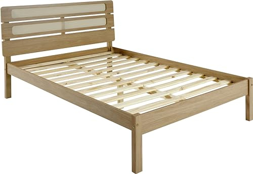 Seconique Santana 4'6 Bed in Light Oak/Rattan Effect - Double
