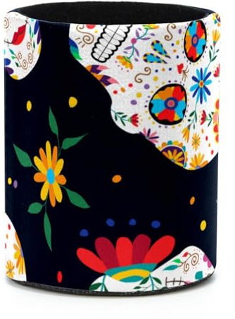 Pot à crayons en cuir PVC avec motif tête de mort
